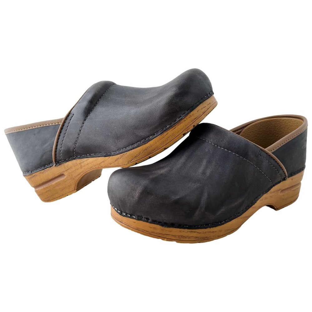Dansko Professional Clogs Charcoal Gray Marbled Leather Women’s Size EU 40